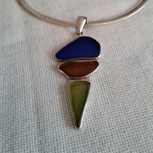 Dramatic Beach Glass & Sterling Silver Necklace